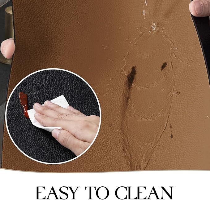 MOSAYT Vinyl Placemats Set of 8, Heat Resistant Place Mats 100% Waterproof Washable & Wipeable Faux Leather Reversible Table Mats for Kitchen Dining Party Indoor Outdoor, 12" x 17", Black/Brown