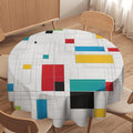 Mid Century Round Tablecloth, Abstract Geometric Mid Century Retro 50S 60S Tablecloth for Home Party Dining Room Kitchen Decor 36Inch(90cm)