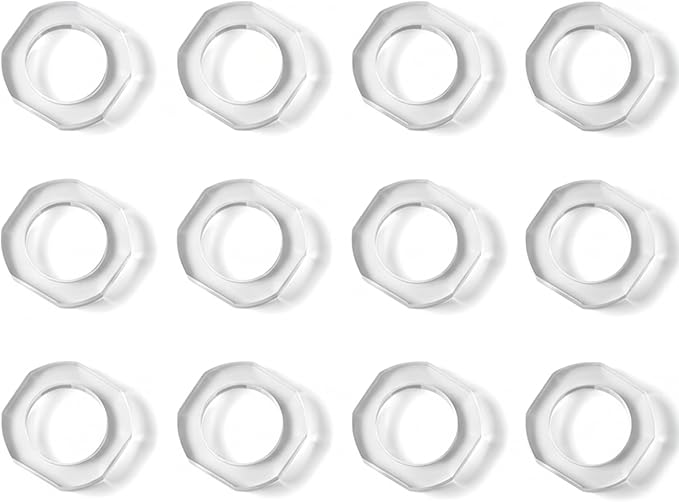 ALPHA Living HOME Acrylic Napkin Rings Set of 12-Elegant Napkin Holders for Cloth Napkins, Classic Round Serviette Rings for Dining Table Décor, Weddings, Banquets, Parties & Gatherings (Transparent)
