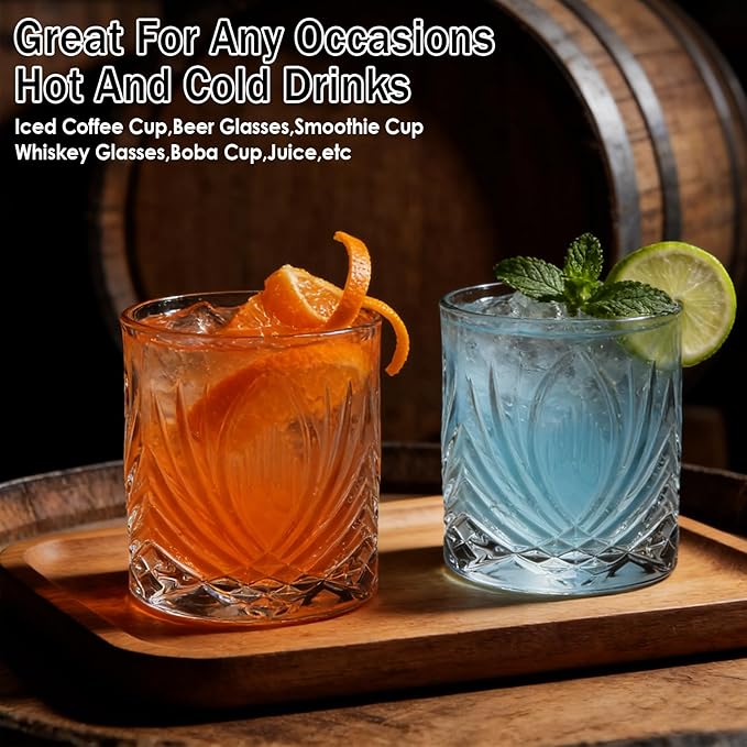 11 OZ Premium Whiskey Glasses (6-Piece) - Old Fashioned Glassware, Exquisite Craftsmanship for Scotch, Bourbon, Rum & Cocktails, Ideal for Self-Use or Gift for Whiskey Enthusiasts