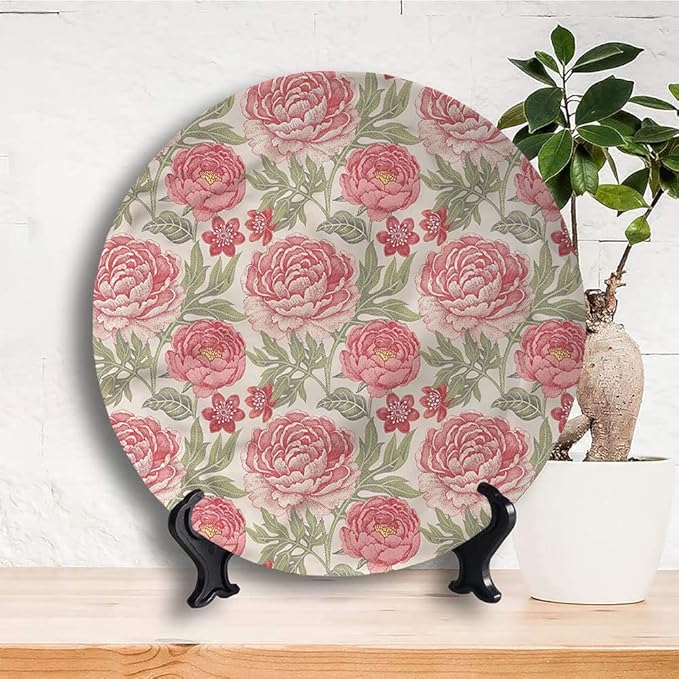 Ceramic Plates, Victorian Decorative Ceramic Plates, Romantic Peonies Botany, 6 Inch, Household Plates Decorative, Multicolor