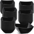 Tanlade 50 Pcs Square Plastic Serving Bowls Disposable Snack Salad Bowl Small Party Candy Bar Containers Taco Bar Serving Dishes for Buffet Chips Fruit(Black,16 oz)