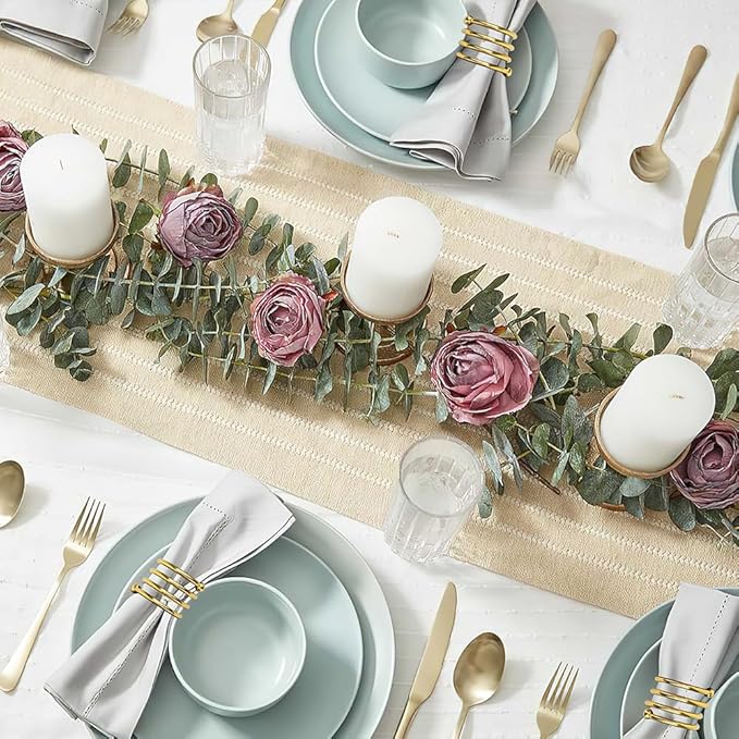 Gold Napkin Rings Sets of 12, Thanksgiving Fall Christmas Party Table Decorations Metal Napkin Holders Birthday Wedding Holiday Dinning Table Decor Gifts Idea for Home Host Family Gatherings