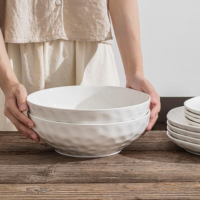 HOMBENE Large Pasta Bowls Set of 2, 10 Inch Pasta Serving Bowl Dinner Bowls, Kitchen Bowl Set, Microwave and Dishwasher Safe, Scratch Resistant, Set of 2