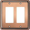 Henne Bery Rope Edge Decorative Wall Plate Switch Plate Outlet Cover (Double Decorator, Antique Copper)