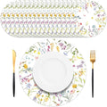 50PCS Floral Disposable Paper Placemats 13.5 Inch Flowers Placemats Pastel Watercolor Round Table Mats for Spring Weddings, Brunch & Garden Parties