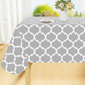 Smiry Rectangle Tablecloth, Waterproof Vinyl Tablecloths with Flannel Backing for Rectangle Tables, Wipeable Spillproof Plastic Tablecloth for Dining, Camping, Indoor and Outdoor (60"x84", Light Grey)