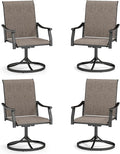 PHI VILLA Swivel Outdoor Chair Set of 4,Patio Swivel Rocking Chairs with Textilene Fabric and Metal Frame for All Weather,Outdoor Dining Chairs for Garden