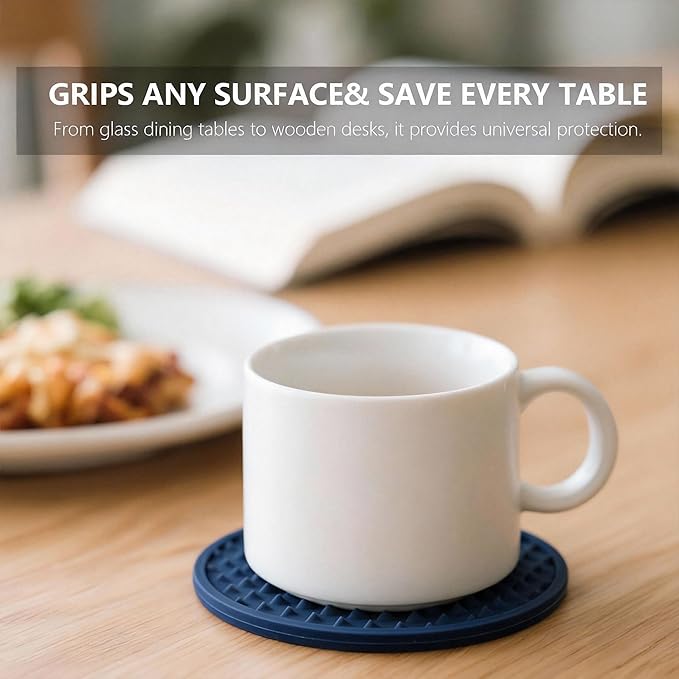 Ortarco 6 Pack Drink Coasters with Holder, Silicone Cup Mat for Hot or Cold Drinks, Non-Slip, Non-Stick