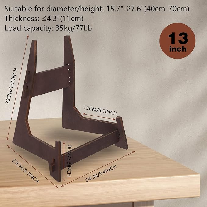 Plate Stands for Display,13 Inch wooden Large Plate Holder Display Stands,Frame holder stand for Book, Picture,plaque, Decorative Plate, Photo and Platter, Tabletop Art.(1 Pack )