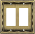 Henne Bery Sunken Pearls Heavy Duty Decorative Wall Plate Switch Plate Outlet Cover (Double Decorator, Antique Brass)