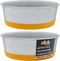 Master Pet Supply Stainless Steel Dog Bowls Set of 2 with Extra Thick Silicone Base - 4 Cup (32 oz) Mango Tango, Non-Slip, Dishwasher Safe Metal Bowls, Pet Dog Food Bowl for Dogs, Cats, Anti Rust