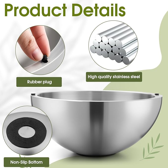 Honeydak 1 Pack 70 oz Dip Chiller Bowl Stainless Steel Double Walled Insulated Ice Serving Bowl for Parties Salsa, Guacamole, Condiments, Sauces, Salad & Food Hot or Cold