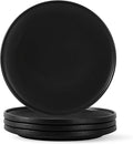 Stoneware Dinner Plates Set of 4, 10.25 Inch Plates for Steak, Pasta, Ceramic Plates Sets, Microwave Safe, Dishwasher Safe, Versatile for All Seasons, Matte Black
