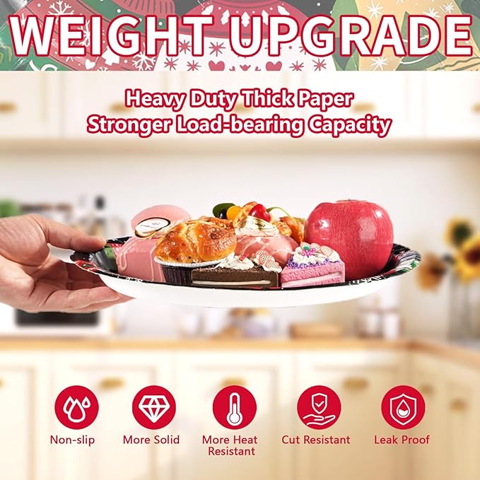 Grencian 50Pcs Ugly Sweater Oval Paper Plates 10" x 12" Large Disposable Heavy Duty Eat Drink And Be Ugly Paper Platters Tacky Sweater Dessert Plates for Winter New Year Holiday Dinner Party Supplies
