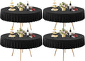 Wish Care 4 Pack Black Spandex Round Tablecloths, 72in, Wrinkle Free, Stretchy Fitted, 6FT Round Table Cloths with Skirt for Wedding, Birthday Party, Banquet