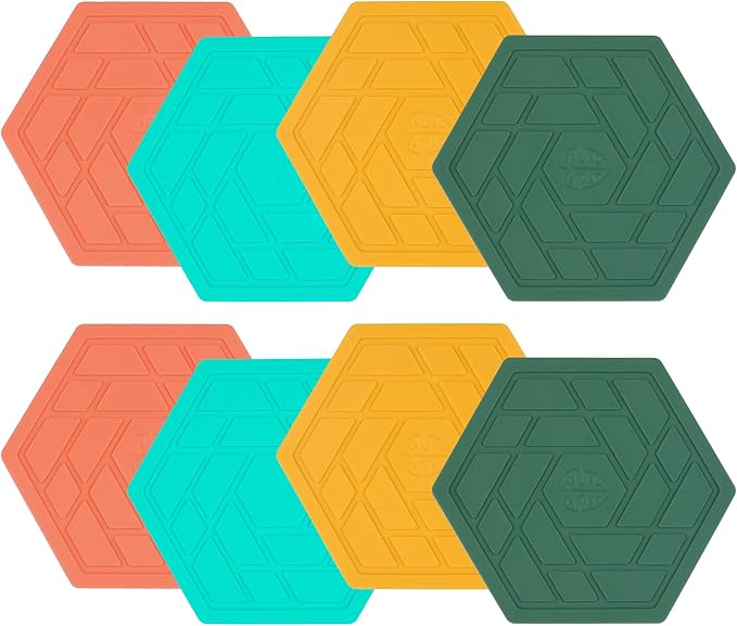 Silicone Drink Coasters Set of 8,Flexible & Heat-Resistant - Perfect for Home Decor & Table Protection (Variety Mix 8)