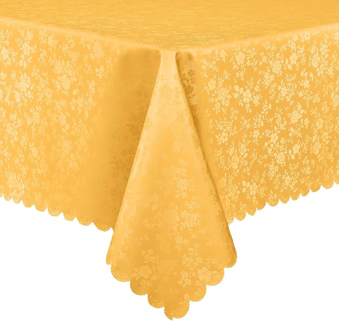 Smiry Rectangle Table Cloth, Waterproof Heavy Duty Vinyl Tablecloths, Wipeable Washable Table Cover for Kitchen and Dining Room (Mustard Yellow, 52" X 70")