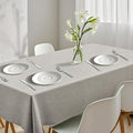 Rectangle Tablecloth Linen Texture Waterproof and Stain-Resistant Tablecloth, Kitchen Dining Table Decoration, 60 x 84 inch Fabric Natural Color