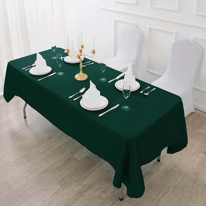 Fokitut 2 Pack Waterproof Rectangle Tablecloth, 90x156 Inch,Stain Resistant and Wrinkle Polyester Table Cloth, Fabric Table Cover for Kitchen Dining, Wedding, Party, Holiday Dinner-Hunter