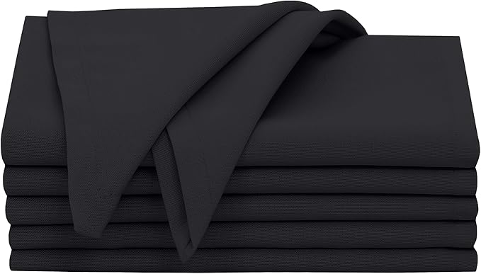 Ruvanti Cloth Napkins Set of 6, 18x18 Inches, 100% Cotton, Washable, Soft & Absorbent, Perfect for Wedding, Christmas, ‎Thanksgiving Dinners - Black Beauty