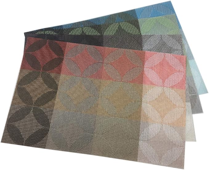 Gugrida Heat-Resistant & Stain Resistant Anti-Skid Woven Vinyl Table Mats - Non-Slip Kitchen Table Mat Set of 6-30x45 cm (Green)