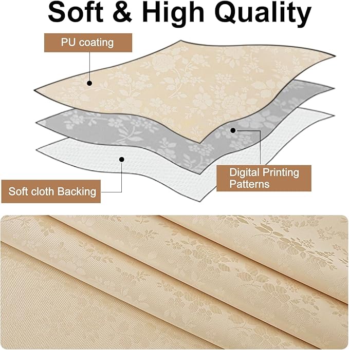 Smiry Rectangle Table Cloth, Waterproof Heavy Duty Vinyl Tablecloths, Wipeable Washable Table Cover for Kitchen and Dining Room (Beige, 60" X 140")