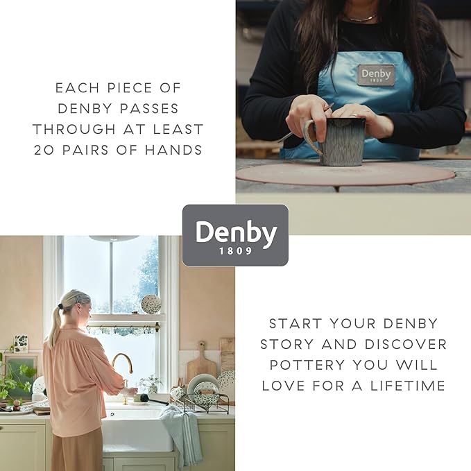 Denby - Dark Gray Speckle Cereal Bowls Set of 6-27.7oz Dishwasher, Microwave Safe - Scratch Chip Resistant - Reactive Gray Glaze, Ceramic Stoneware - Tableware for Oats, Cereal, Desserts