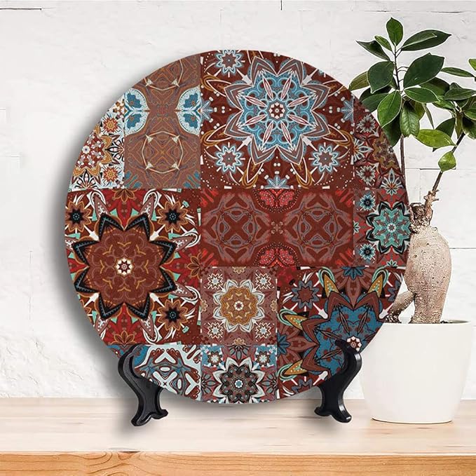 Ceramic Plates, Victorian Decorative Ceramic Plates, Classic Victorian Floral Authentic Motives and Ethnic, 6 Inch, Household Plates Decorative, Multicolor
