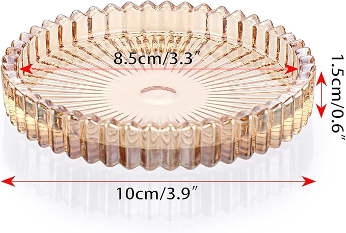 JUXYES 5 Pack Amber Tone Crystal Coasters Round Cup Mat, Glass Coasters for Drinks Coffee Tea Wine, Decorative Wine Bottle Coaster, Crystal Drink Coaster for Restaurant bar Kitchen Dining Table