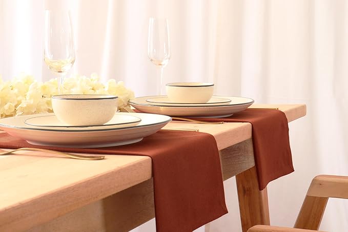 PurpleEssences Rust Set of 12 Cloth Dinner Napkins 100% Cotton 18x18 Inch - Soft Durable Washable - Ideal for Farmhouse Party Fall Thanksgiving - Perfect Everyday Use Table Linen - Rust