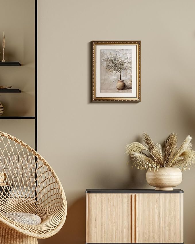 InSimSea Gold Picture Framed Wall Art, Living Room Vintage Olive Tree in Vessel Wall Decor, Still Life Botanical Canvas Print Art, Home Farmhouse Decor, Antique Paintings with Frame 13x16inch