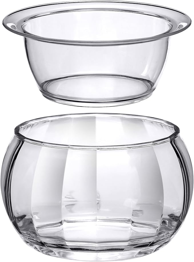 Amazing Abby - Ice Bed - Acrylic Chilled Dip Server Bowl with Ice Chamber (1-Pack), Clear Plastic Iced Serving Bowl, Keeping Dips and Condiments Cold and Fresh for Party, Picnic, Outdoor Dining