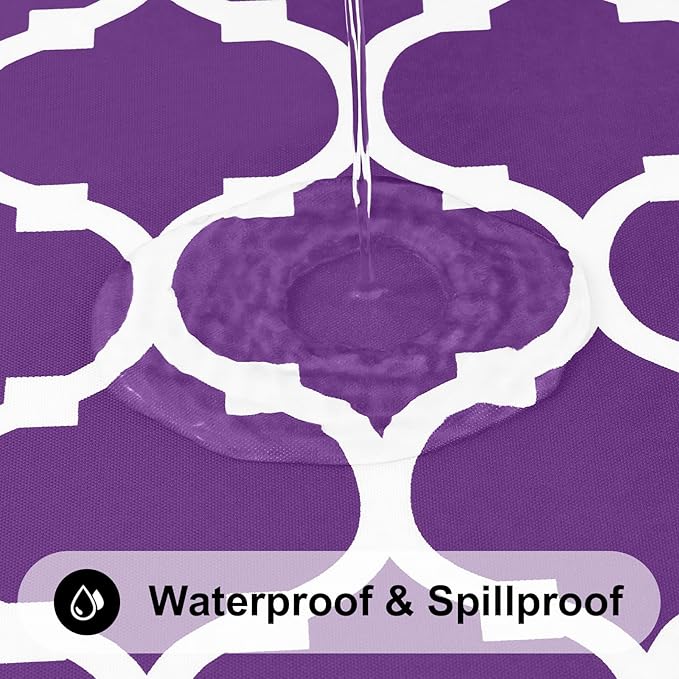 Smiry Rectangle Tablecloth, Waterproof Vinyl Tablecloths with Flannel Backing for Rectangle Tables, Wipeable Spillproof Plastic Tablecloth for Dining, Camping, Indoor and Outdoor (60"x84", Purple)