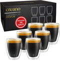 Creano Premium Double-Walled Drinking Glasses 9oz / 250 ml - Set of 6 - Professional Quality - 100% Dishwasher Safe (6x 9oz)