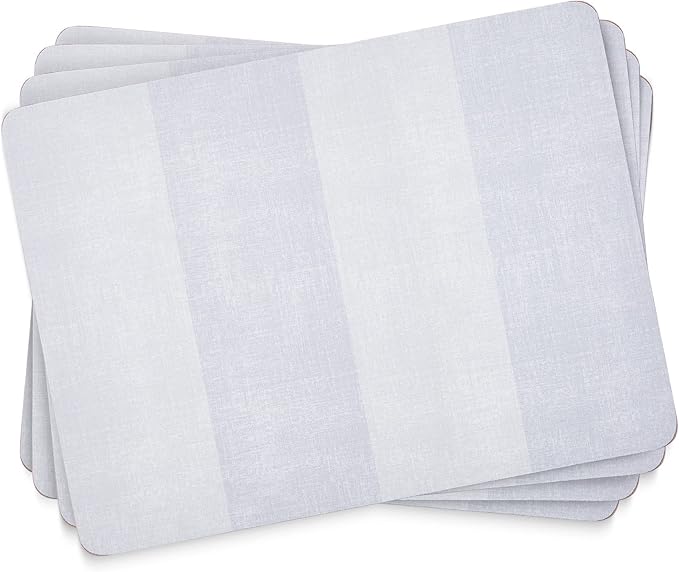 Pimpernel Go Neutral Placemats, Set of 4 – (15.7" x 11.7") Rectangular Table Mats with Sage Grey Minimalist Design, 5mm Cork Backing, Heat & Stain Resistant Lacquer Finish for Dining Décor