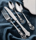 Silverware Set for 14 Stainless Steel Flatware Set Palace Style Hollow Relief Decoration 56 Piece Cutlery Utensils Include Knives Forks and Spoons Tableware Set for Home Kitchen Restaurant Party
