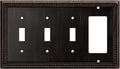 Henne Bery Sunken Pearls Heavy Duty Decorative Wall Plate Switch Plate Outlet Cover (Triple Toggle/Single Decorator, Aged Bronze)