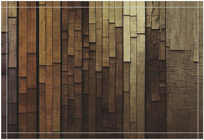 Retro Plank Placemat Set, Rural Old Shabby Brown Beige Farmhouse Barn Wooden Board Pattern Home Decor Linen Table Mats for Dining Room Kitchen Party(17x12in) x2P