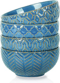 Sureasy Ceramic Cereal Bowls Set of 4-25 oz Blue Soup Bowls for Kitchen, Perfect for Soup, Pasta, and Salad, Microwave & Dishwasher Safe