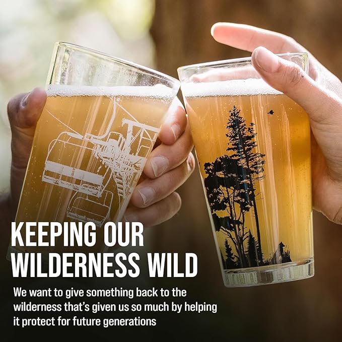 Black Lantern Rustic Bigfoot Pint Glass Set 16oz Beer Glasses for Craft Beer Lovers | Set of 2 Dishwasher-Safe Mixing Glasses