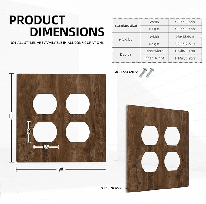 Light Switch Cover Brown Rustic Wood Grain Farmhouse 2 Gang Decorative SwitchPlates Double Duplex Wall Plates Switch Plates and Outlet Covers for Cabin Bedroom Decor
