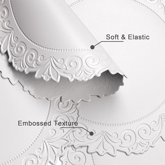 Noctiflorous Round Faux Leather 15 Inch Placemats Set of 6 Waterproof Wipeable Heat Resistant Tablemat for Dining Table Kitchen Non Slip Washable Oilproof Table Place Mat(White, 6)