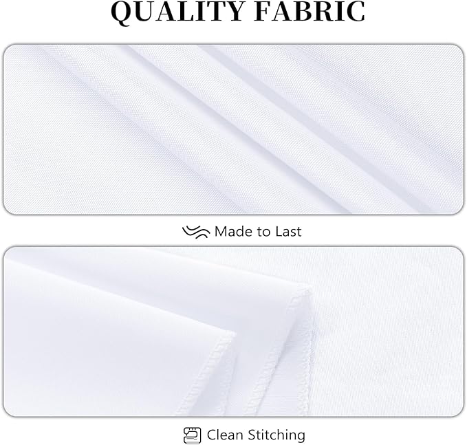 8 Pack White Tablecloth 90 x 132 Inch Rectangular Table Cloth for 8 Foot Rectangle Tables, Wrinkle Resistant Washable Polyester Fabric Covers for Wedding Party Banquet Buffet and Camping