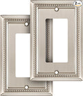Henne Bery Sunken Pearls Heavy Duty Decorative Wall Plate Switch Plate Outlet Cover (Single Decorator, 2 Pack, Satin Nickel)