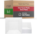 Smarty Had A Party 120 Elegant Disposable Plastic Dinnerware, 9.5" Heavy Duty Fancy Square Clear Plates for Parties and Events, Durable Supplies for All Occasions