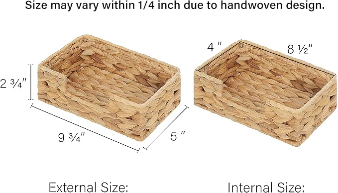StorageWorks Water Hyacinth Napkin Holder for Bathroom, Wicker Napkin Baskets for Bathroom, Guest Towel Holder, 9 ¾"L x 5"W x 2 ¾"H, 1 Pack