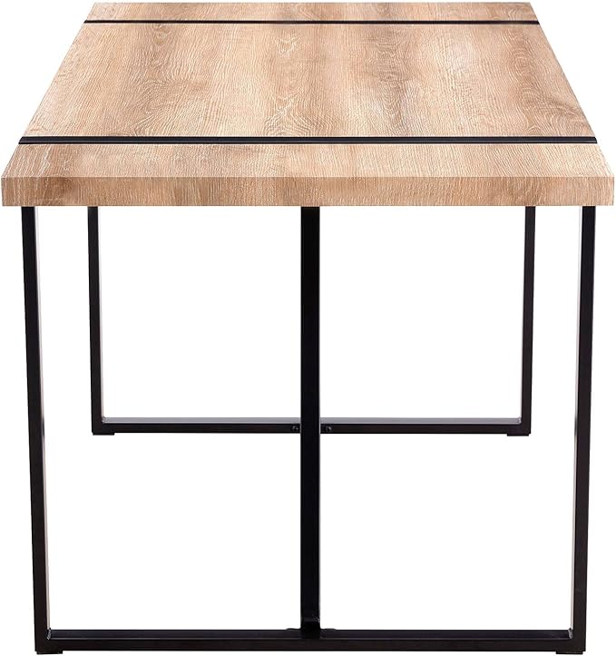55'' Kitchen Table,Dinner Table for 4-6, Kitchen & Dining Room Tables,Wood Dining Table with Metal Legs for Living Room & Dining Room