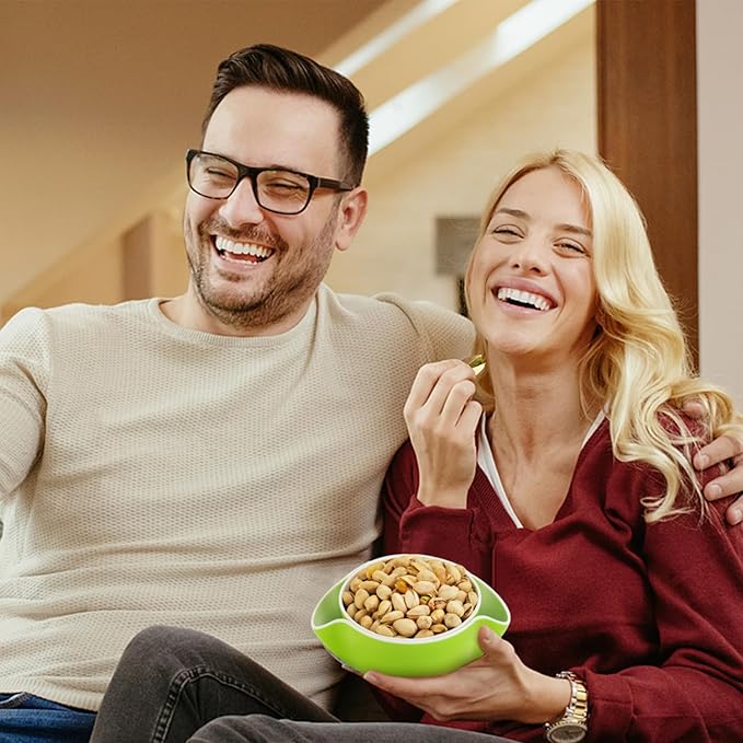 LivLab Mker Snack bowls for adults, Pistachios bowl with shell storage, Nut bowl sunflower seed spit cup, can berry serving dish, Green