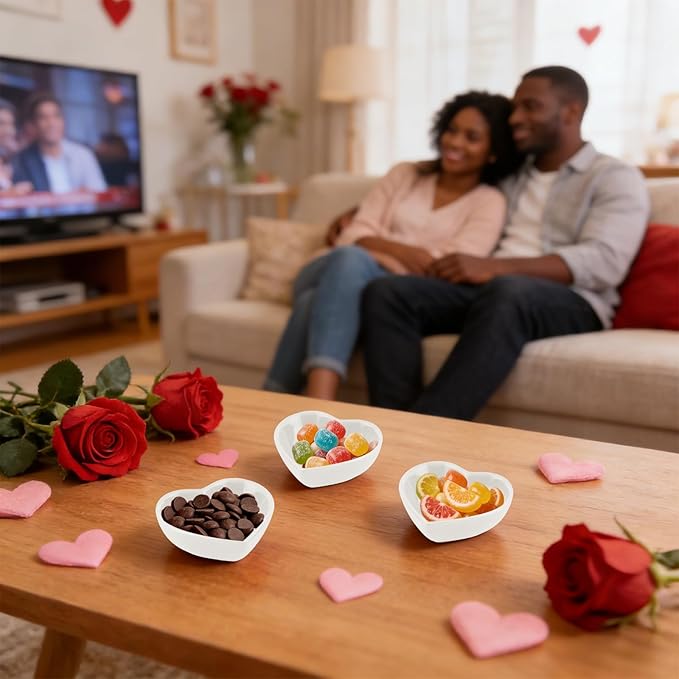 8PCS 3.2inch Heart Shaped Bowl Heart Bowl For Candy Lovers, Office Desk Decor, Home Snack Display, Valentine'S Day, Wedding Celebrations, Birthday Parties,Family Kitchen Use